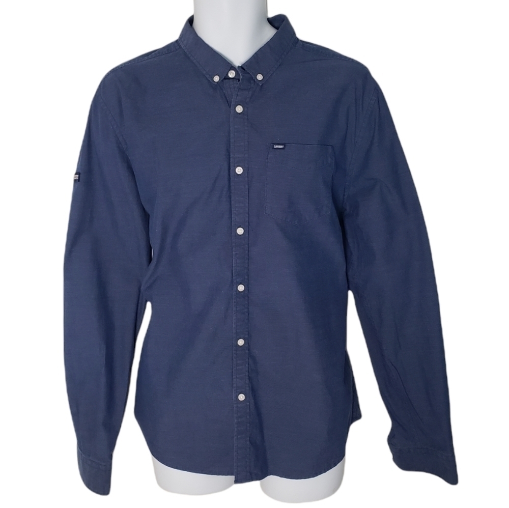 Superdry Men’s Navy Button-Down Casual Shirt